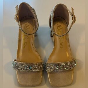 Lady Couture Rhinestone Gold Embellished Girl’s Sandals size 4